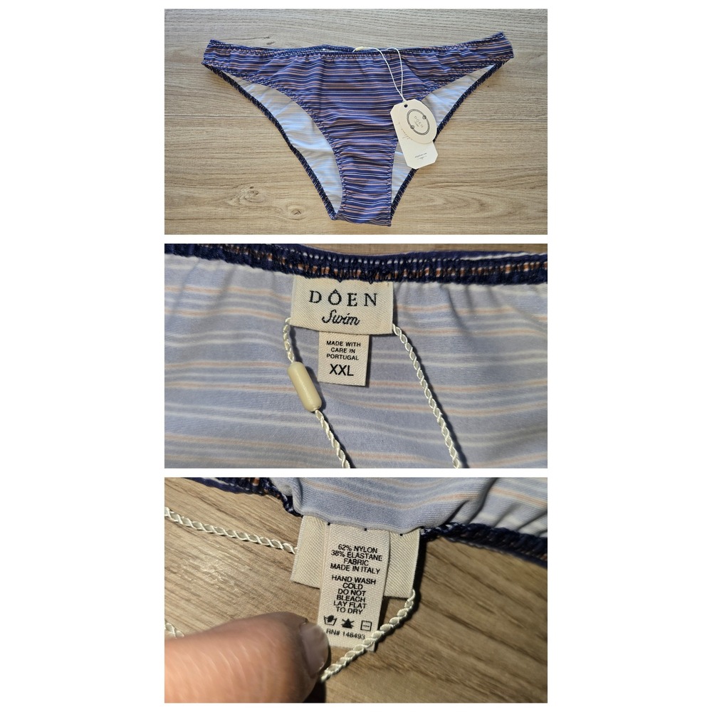 NWT DOEN Women Oceania Bikini set XXL San Marino Stripe Bandeau Underwire Swim - Picture 10 of 10